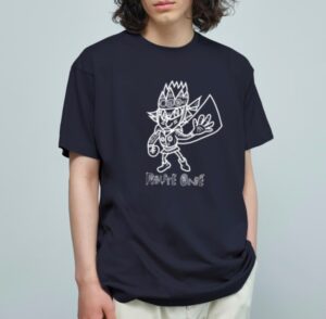 地王☆天魔くんオーガニックコットンTシャツ（モノクロ）